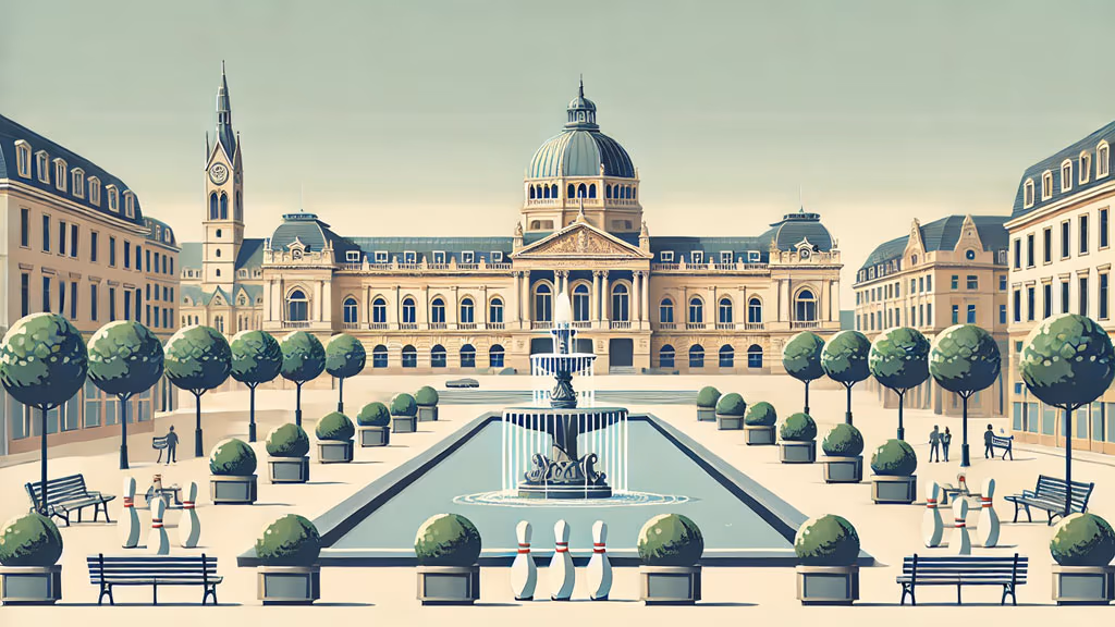 Stadt Wiesbaden Kurhaus und Bowling-Green als Illustration · Fischer und Sokrates